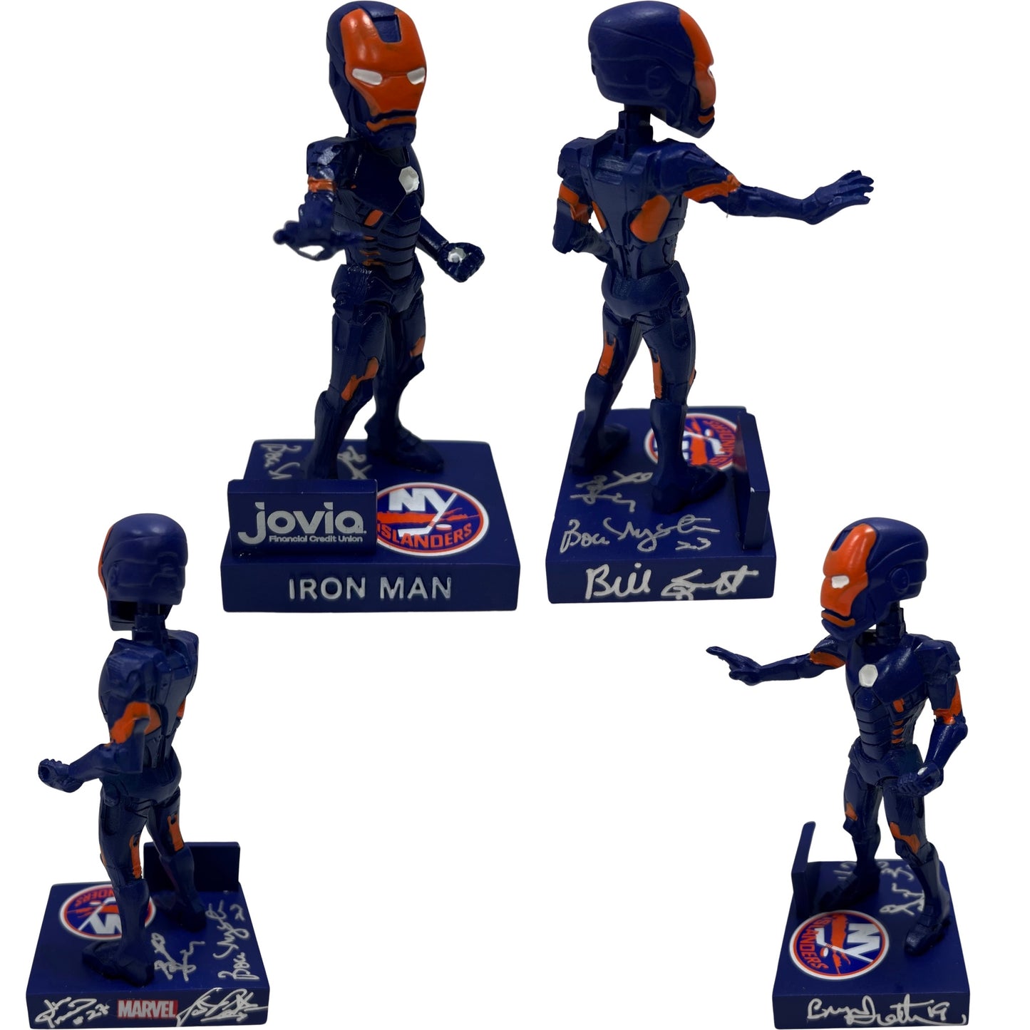 Billy Smith, Bryan Trottier, Denis Potvin, Bob Nystrom, Butch Goring & John Tonelli Autographed New York Islanders Iron Man Bobblehead Steiner CX