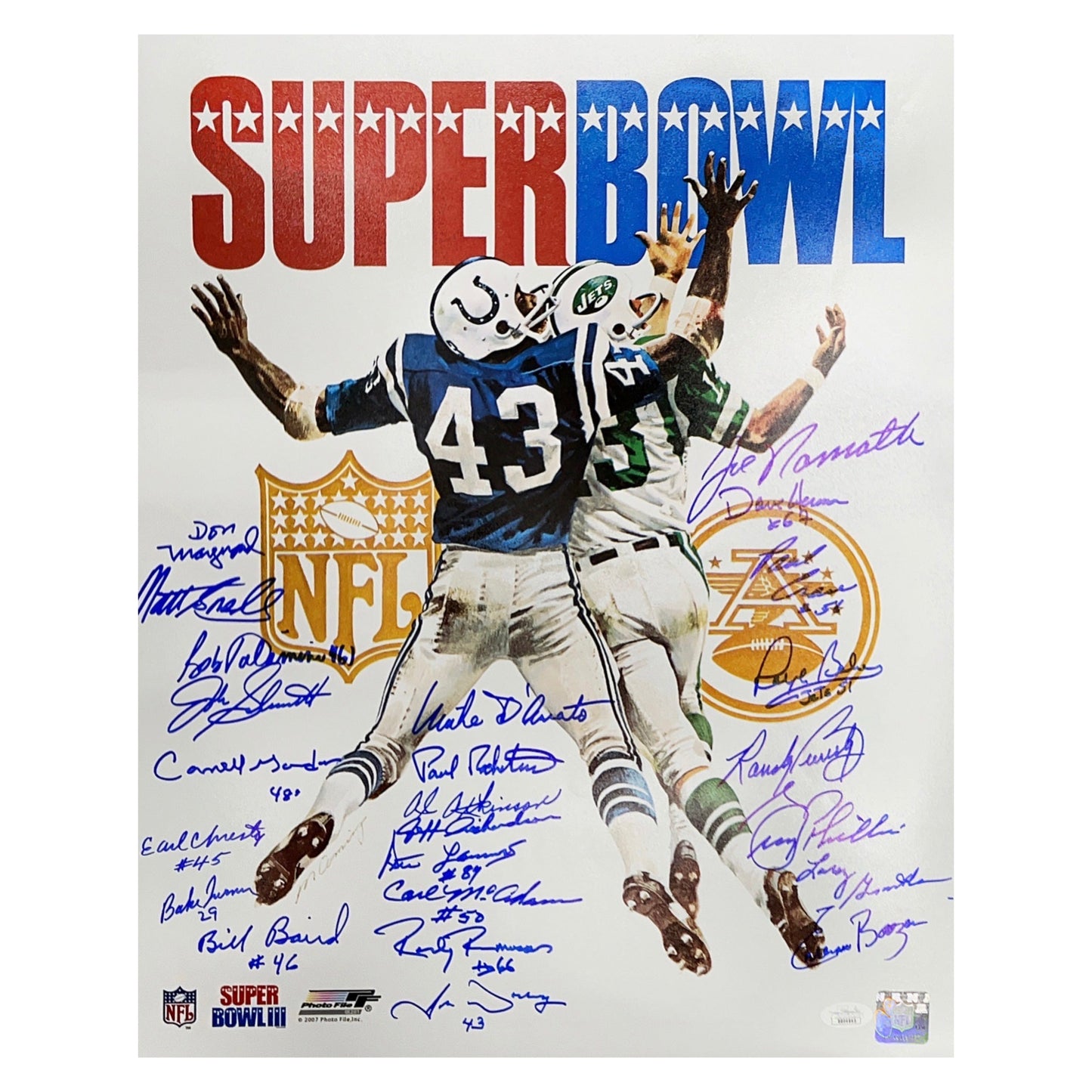 1969 New York Jets Autographed Super Bowl Reunion 16x20 24 Autographs Including Namath, Maynard, Boozer & More JSA