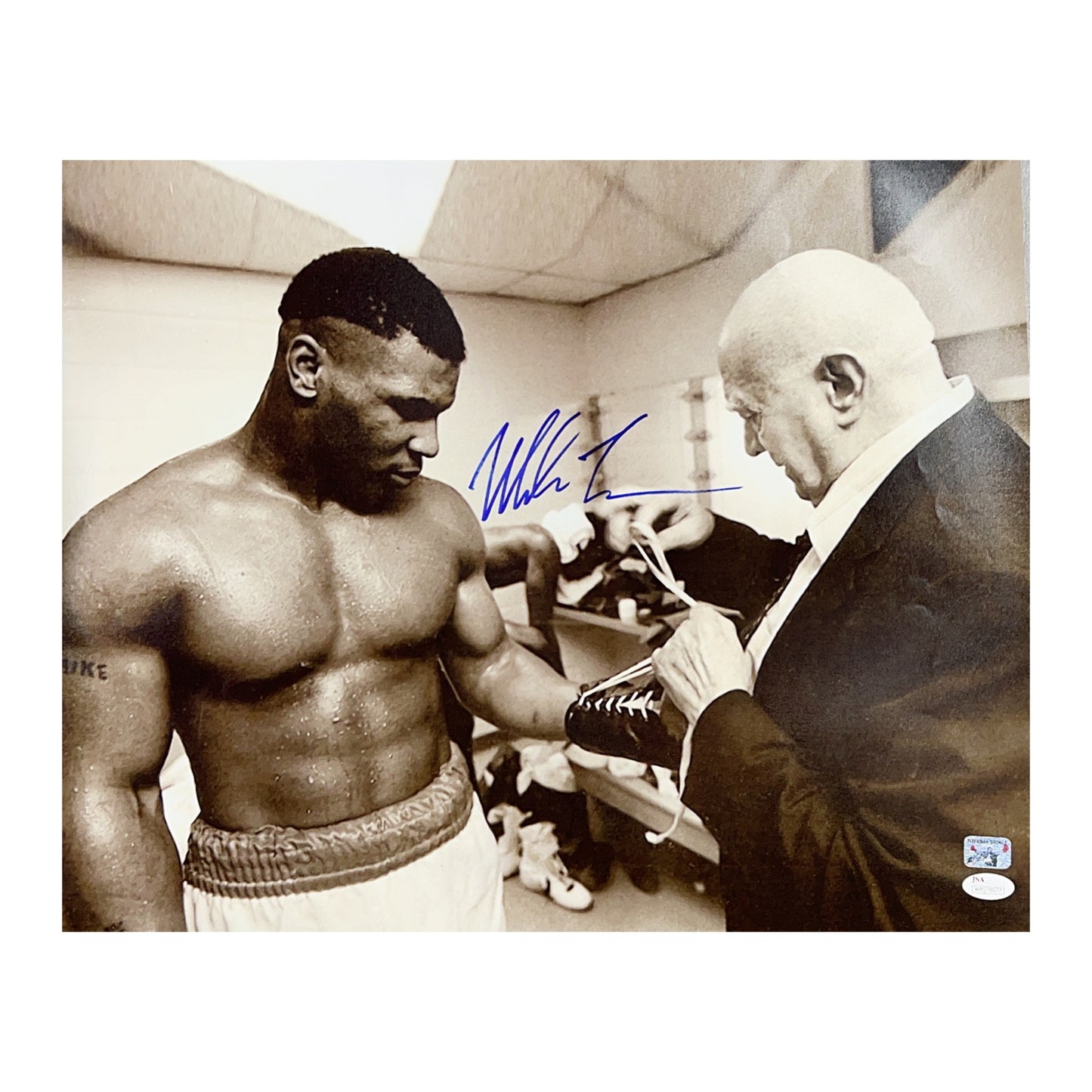 Mike Tyson Autographed 16x20 w/ Trainer JSA/Fiterman