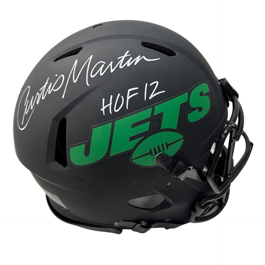 Curtis Martin Autographed New York Jets Eclipse Authentic Helmet HOF 12 Inscription PSA