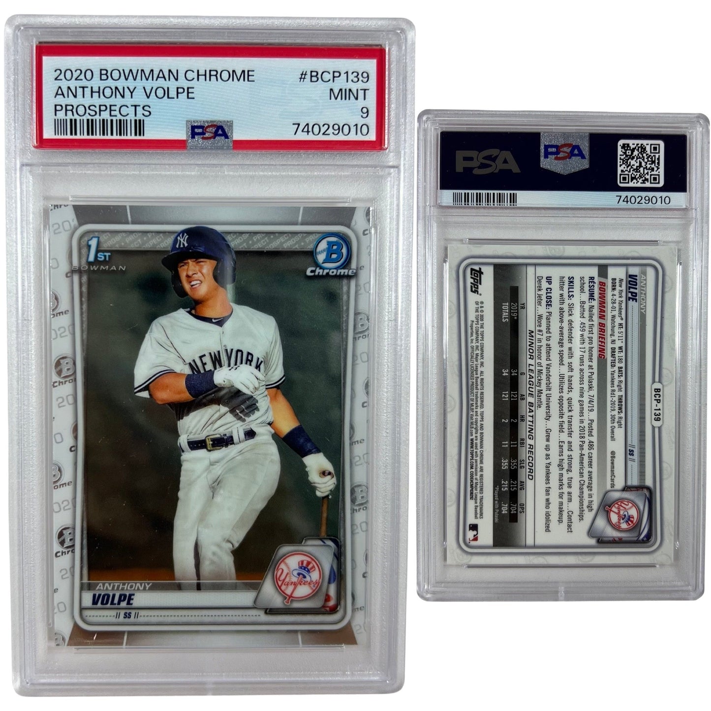 2020 Anthony Volpe Bowman Chrome 1st Prospects #BCP139 PSA MINT 9
