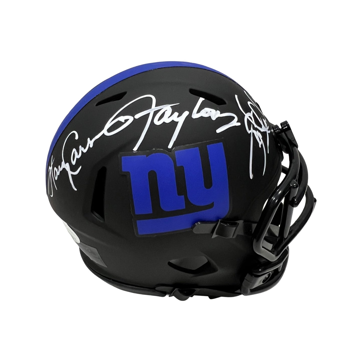 Lawrence Taylor, Harry Carson & Leonard Marshall Autographed New York Giants Eclipse Mini Helmet JSA & Steiner CX