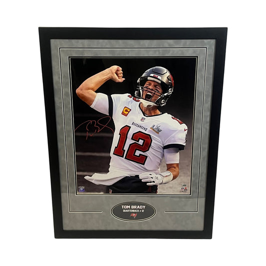 Tom Brady Autographed Tampa Bay Buccaneers Framed Vertical 20x24 Fanatics