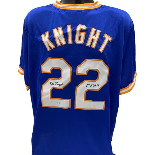 Ray Knight Autographed New York Mets Blue Jersey “86 WS MVP” Inscription Steiner CX