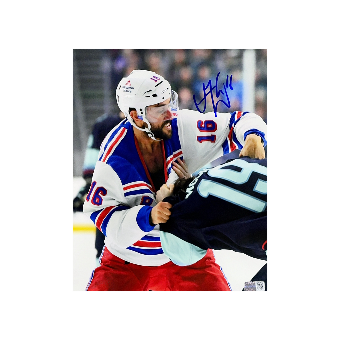 Vincent Trocheck Autographed New York Rangers Fighting 8x10 Steiner CX