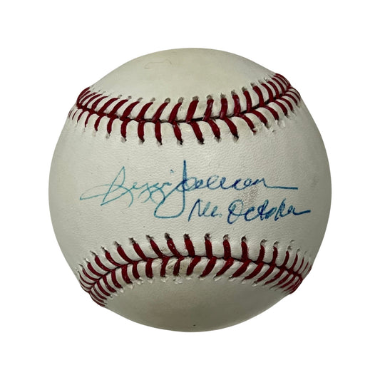 Reggie Jackson Autographed New York Yankees OMLB Mr October Inscription JSA