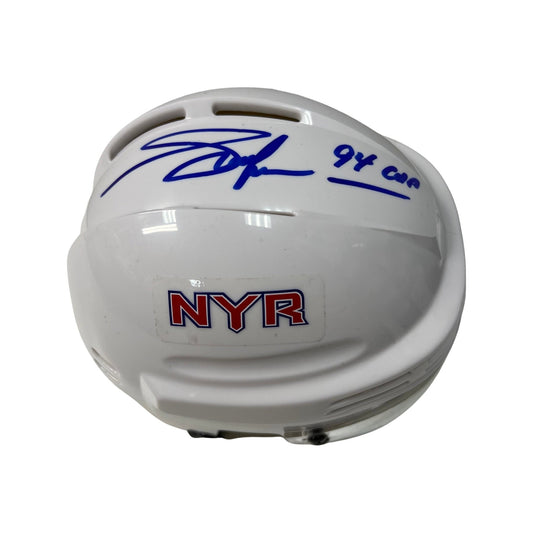 Adam Graves Autographed New York Rangers White Mini Helmet 94 Cup Inscription Steiner CX