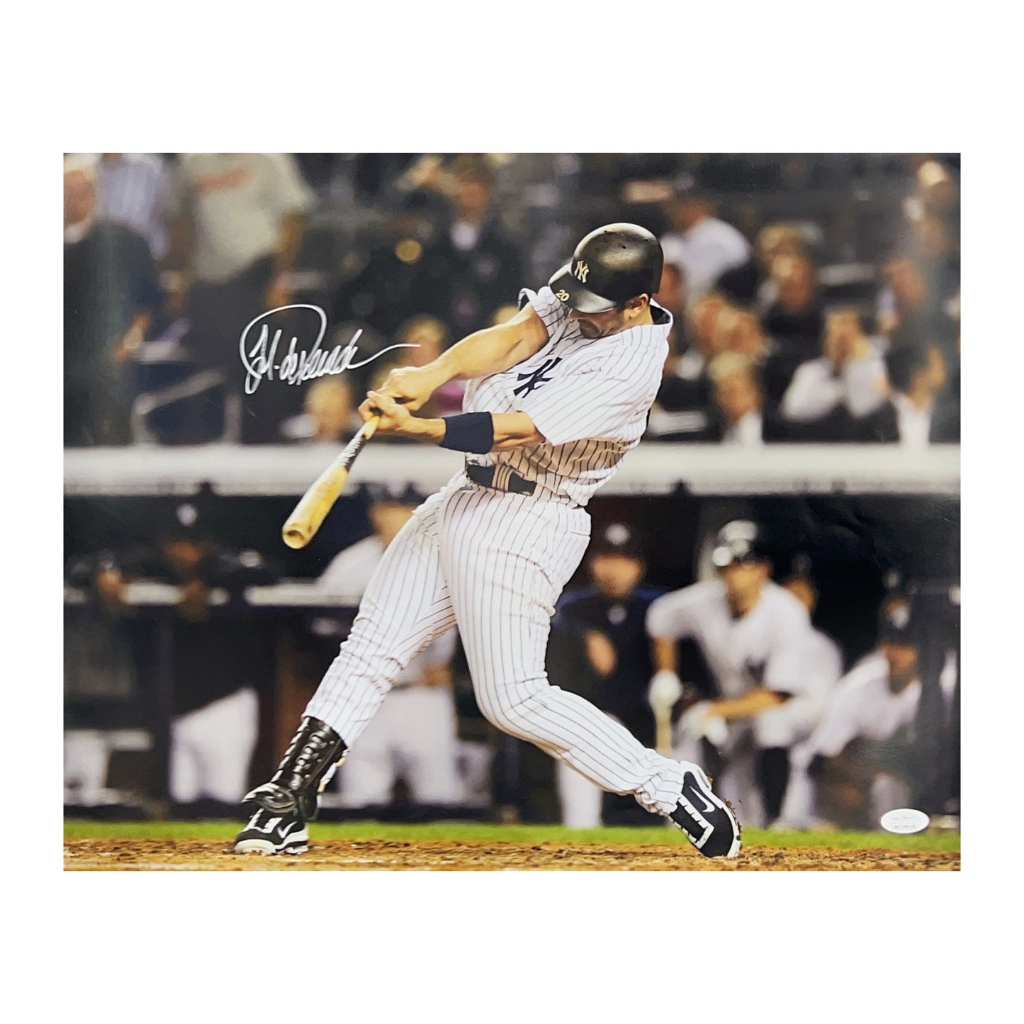 Jorge Posada Autographed New York Yankees Down Swing 16x20 JSA