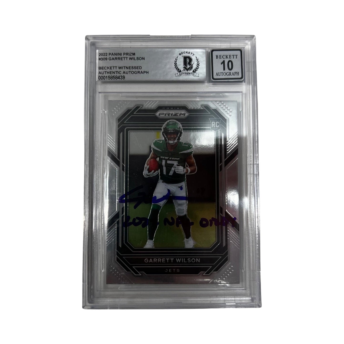 2022 Panini Prize #309 Garrett Wilson Beckett AUTO 10 "2022 NFL OROY" Inscription