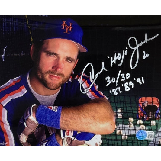Howard Johnson New York Mets 30/30 Inscription Cage 8x10 Beckett BAS