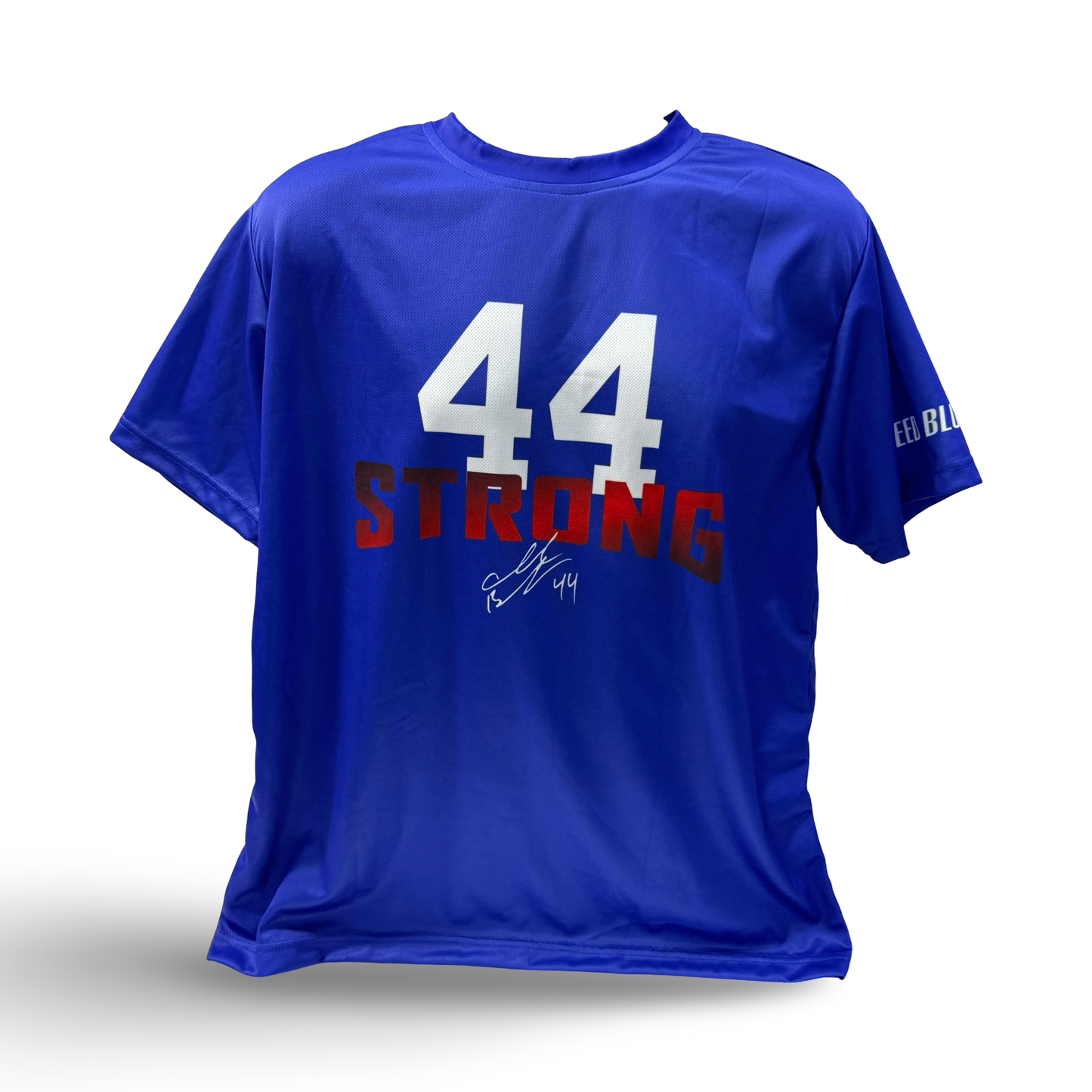 Ahmad Bradshaw 44 Strong Big Logo Blue T-Shirt - Medium