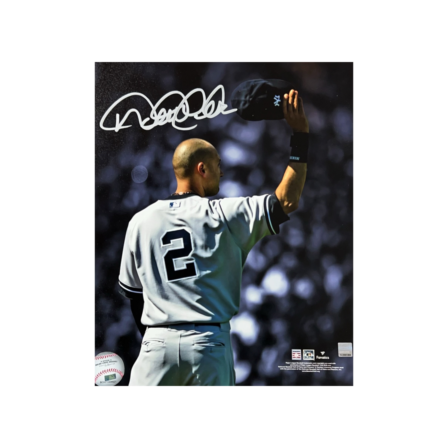 Derek Jeter Autographed New York Yankees Cap Tip 8x10 Turn 2 COA