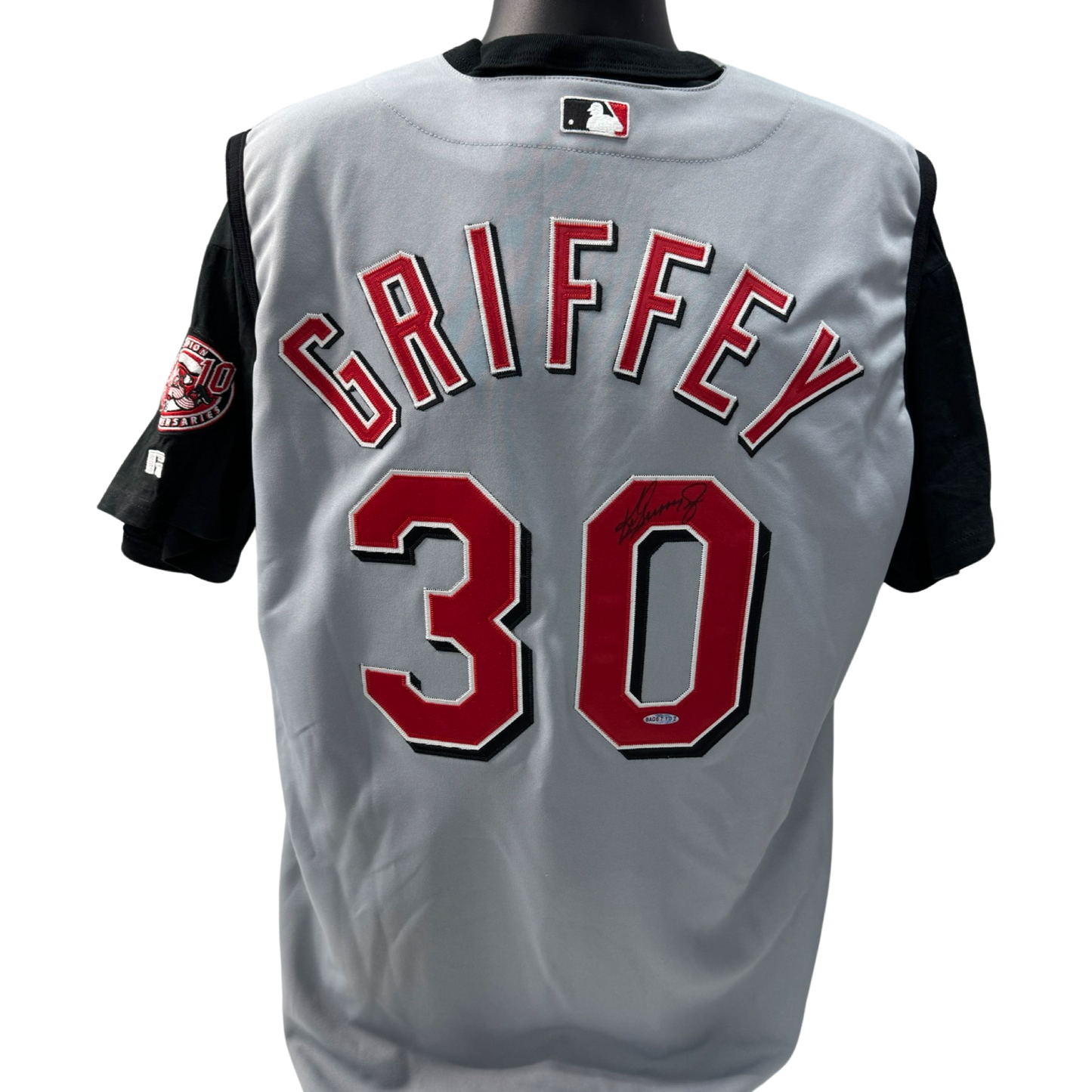 Ken Griffey Jr Autographed Cincinnati Reds Grey Sleeveless Jersey Upper Deck