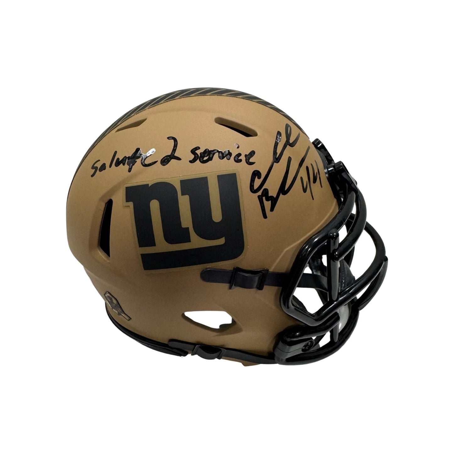 Ahmad Bradshaw Autographed New York Giants Salute to Service Mini Helmet Salute to Service Inscription Steiner CX