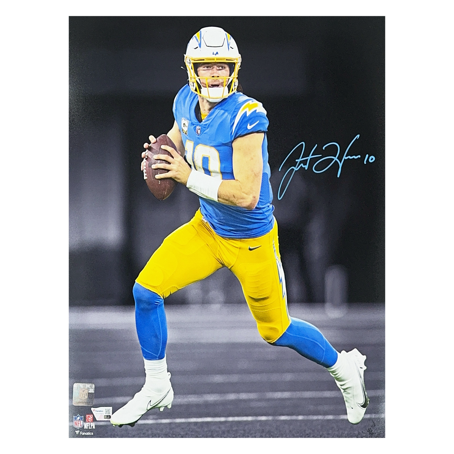 Justin Herbert Autographed Los Angeles Chargers Spotlight 16x20 Fanatics