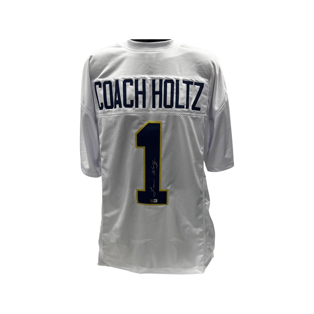 Lou Holtz Notre Dame Autographed White "Coach Holtz #1" Jersey Beckett