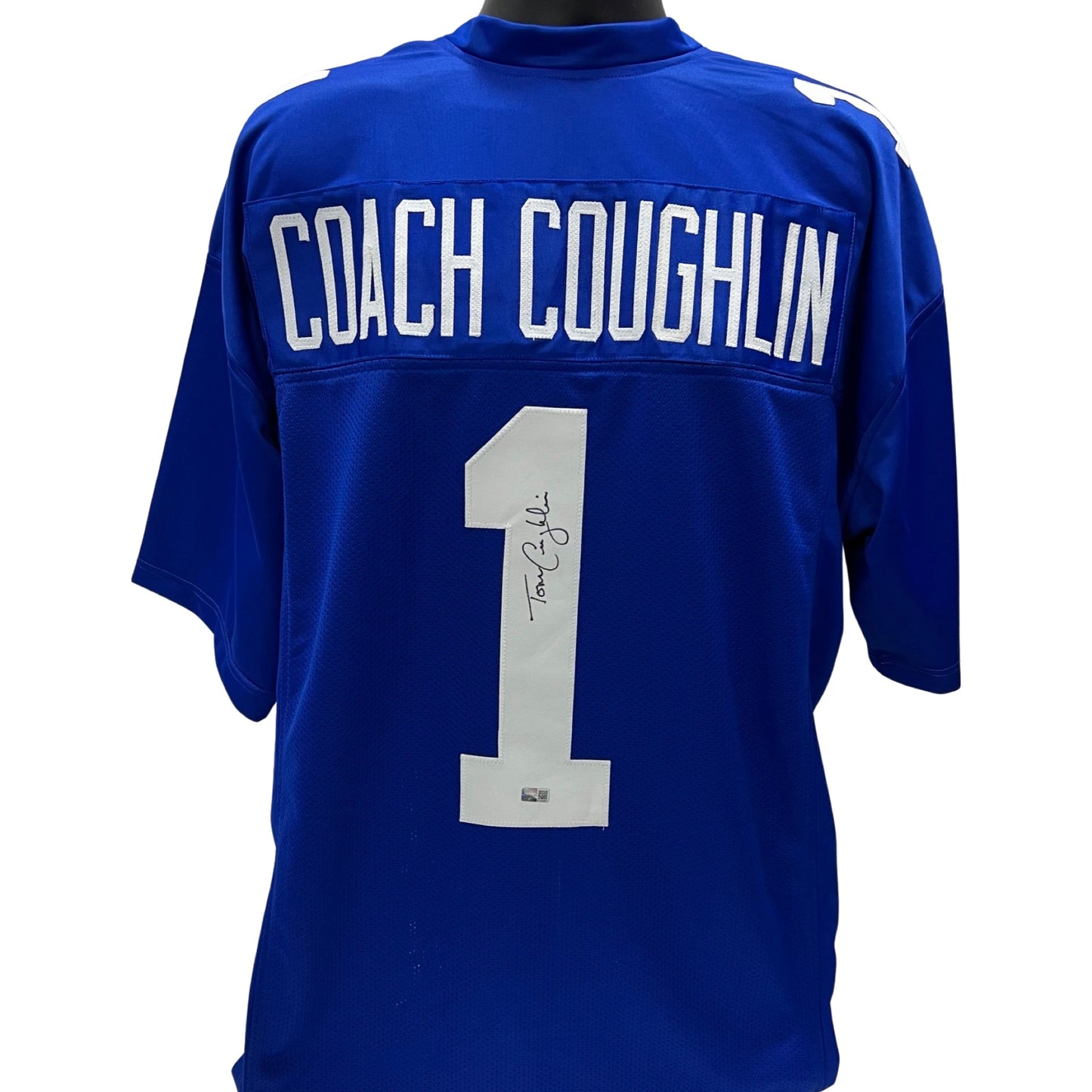 Tom Coughlin Autographed New York Giants Blue Jersey Steiner CX
