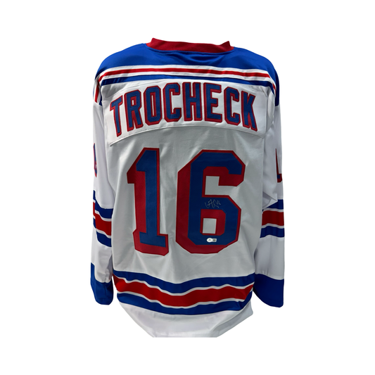 Vincent Trocheck Autographed New York Rangers White Jersey Beckett - Unframed
