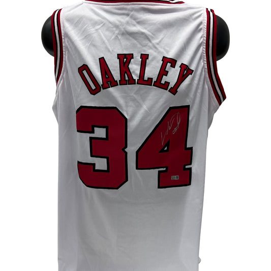 Charles Oakley Autographed Chicago Bulls White Jersey Steiner CX