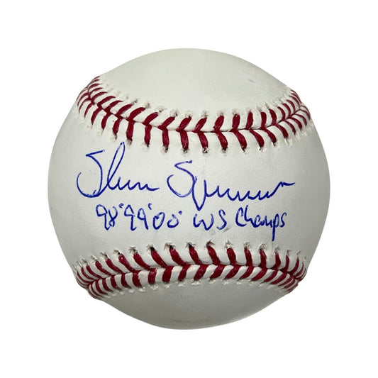 Shane Spencer Autographed New York Yankees OMLB 98, 99, 00 WS Champs Inscription Steiner CX