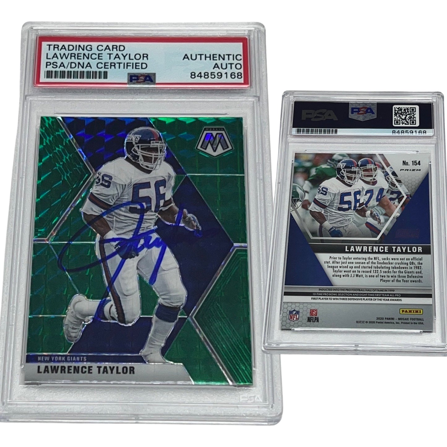 2020 Lawrence Taylor Panini Mosaic Green Prizm #154 Autographed PSA Auto Authentic