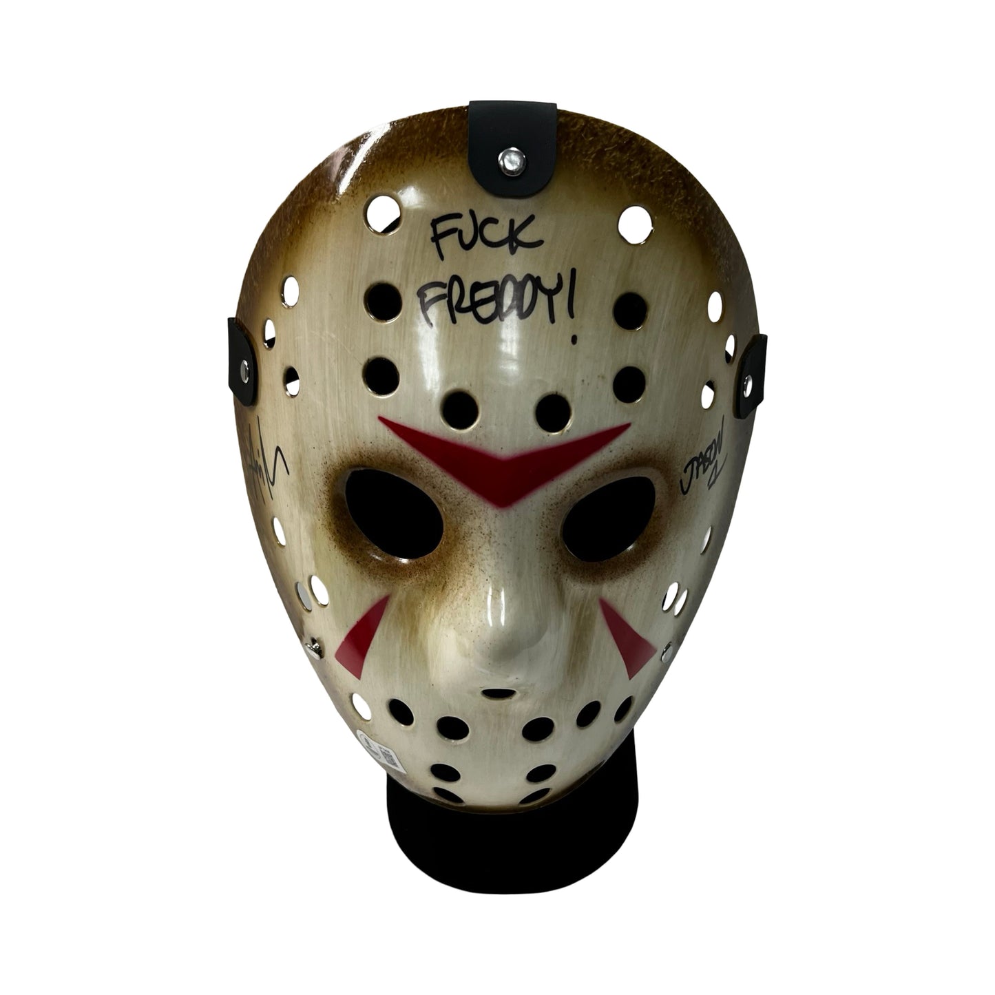 Ari Lehman Autographed Jason Voorhees Friday the 13th Brown Mask "F*ck Freddy!" Inscription Beckett