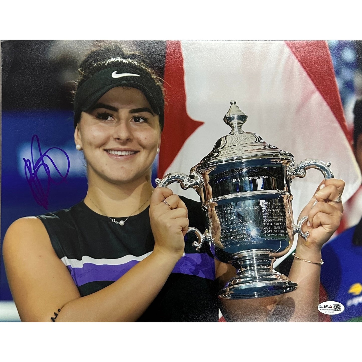 Bianca Andreescu Autographed Tennis 11x14 Trophy Photo JSA