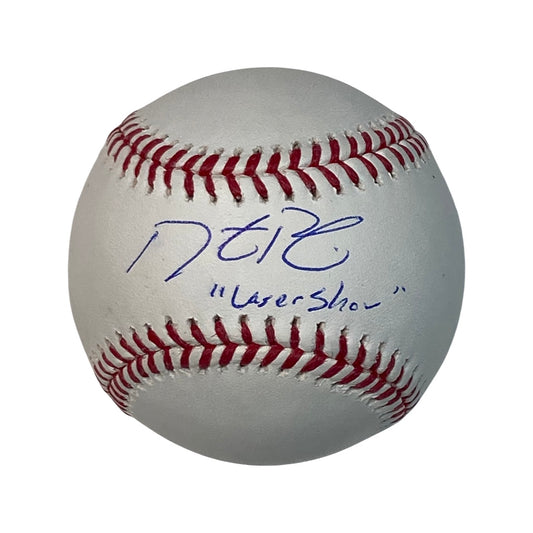 Dustin Pedroia Autographed Boston Red Sox OMLB “Laser Show” Inscription Steiner CX