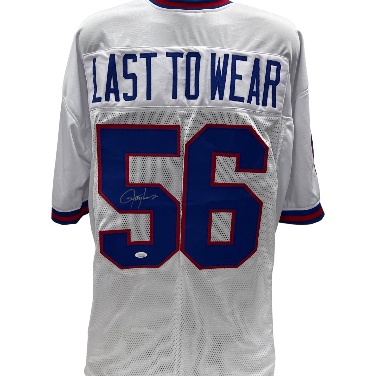 Lawrence Taylor Autographed New York Giants White Last to Wear #56 Jersey JSA