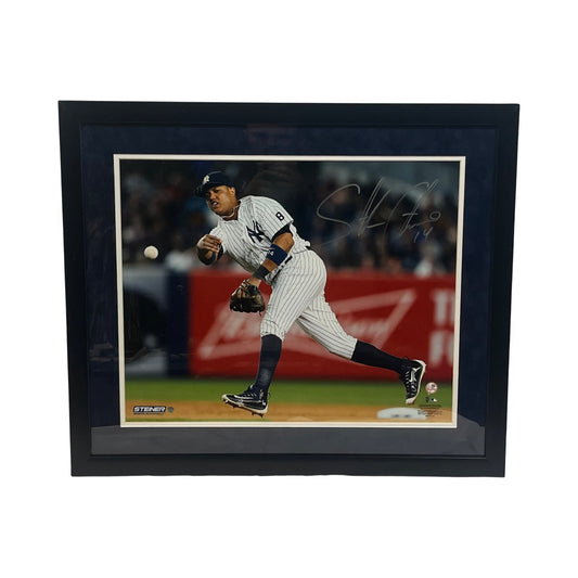 Starlin Castro Autographed New York Yankees Throw Framed 16x20 Steiner