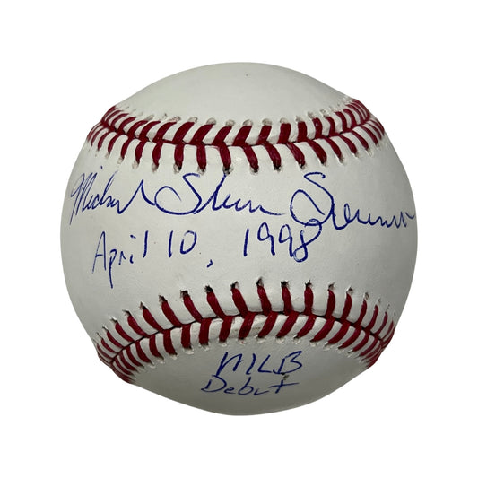 Shane Spencer Autographed New York Yankees OMLB “Michael Shane Spencer, April 10, 1998 MLB Debut” Inscriptions JSA