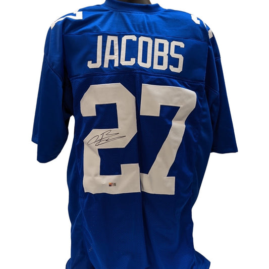 Brandon Jacobs Autographed New York Giants Blue Jersey Steiner CX