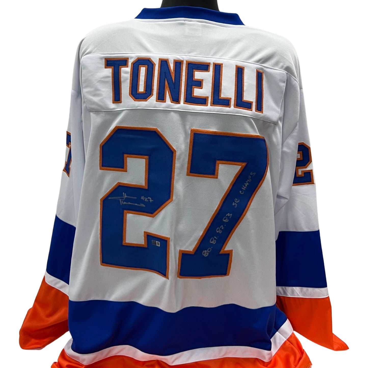 John Tonelli Autographed New York Islanders White Jersey "SC Champs 80 81 82 83" Inscriptions Steiner CX