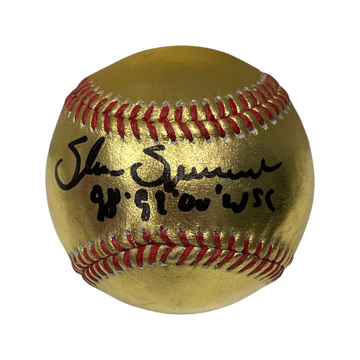 Shane Spencer Autographed New York Yankees Gold OMLB 98, 99, 00 WSC Inscription Steiner CX