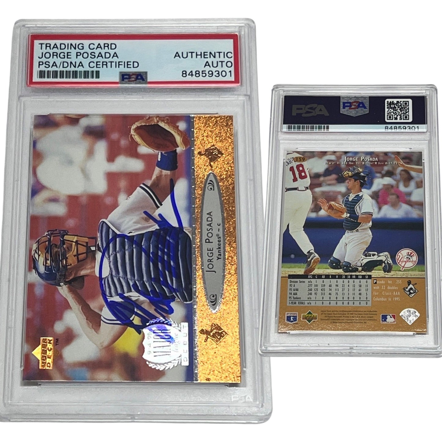 1996 Jorge Posada Upper Deck Major League Debut #159 Autographed PSA Auto Authentic