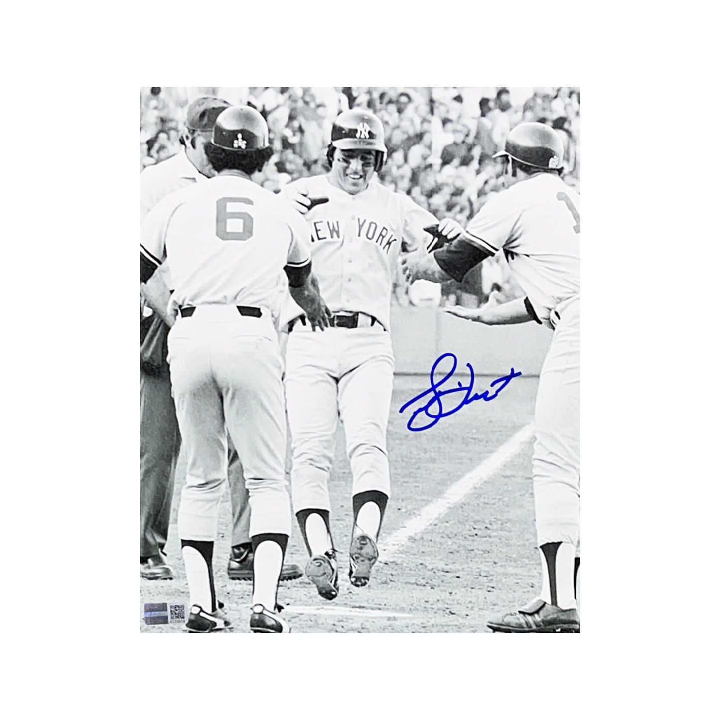Bucky Dent Autographed New York Yankees Crossing Home Plate 8x10 Steiner CX