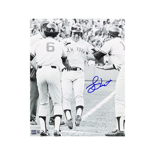 Bucky Dent Autographed New York Yankees Crossing Home Plate 8x10 Steiner CX