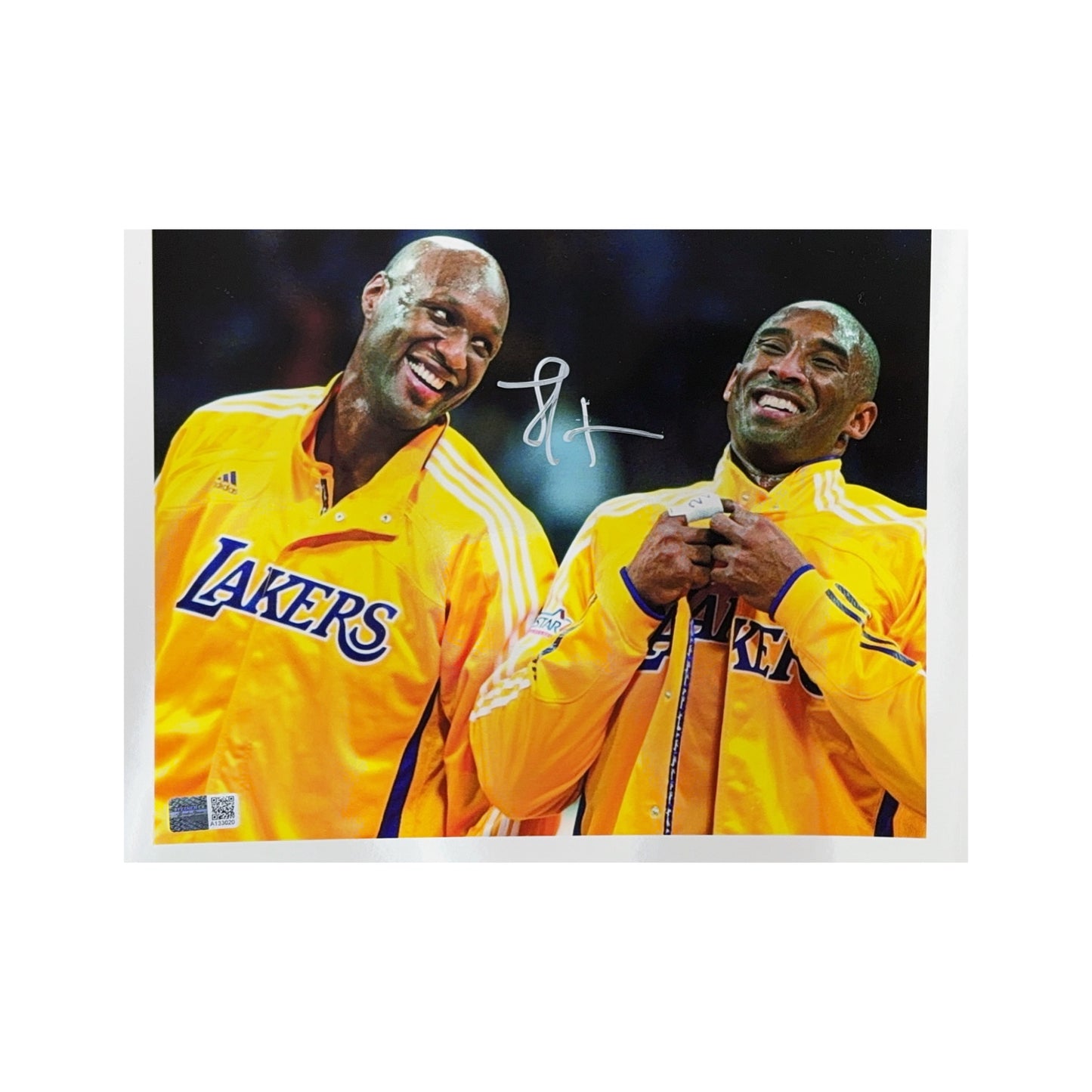 Lamar Odom Autographed Los Angeles Lakers Warmup Jacket w/ Kobe 8x10 Steiner CX