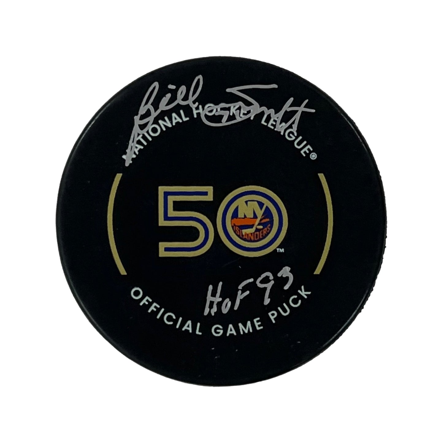 Billy Smith Autographed New York Islanders Official Game Puck “HOF 93” Inscription Steiner CX