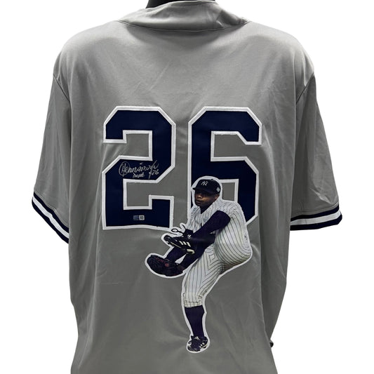 Orlando El Duque Hernandez Autographed New York Yankees Grey Art Jersey Steiner CX