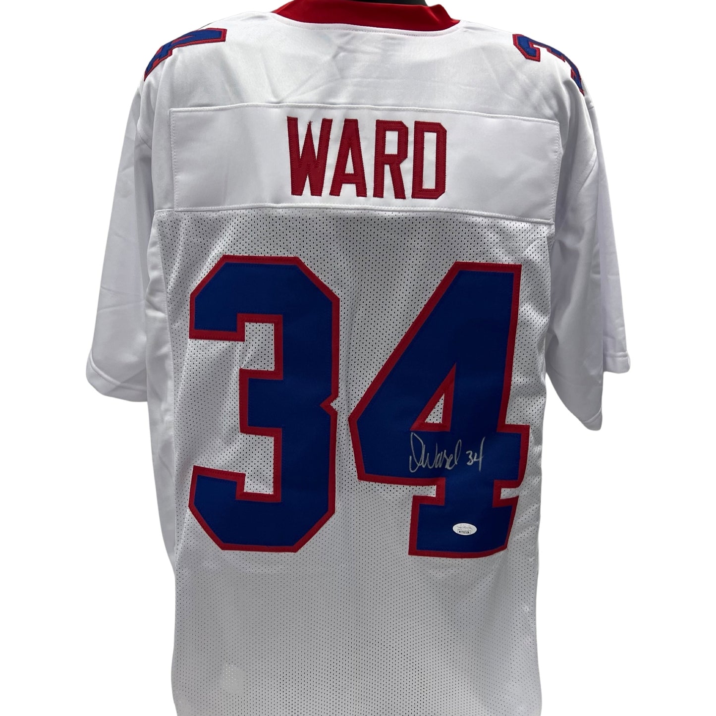 Derrick Ward Autographed New York Giants White/Blue Jersey JSA