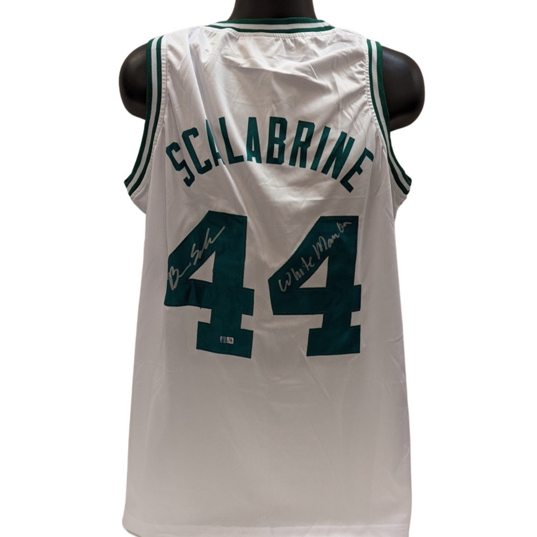 Brian Scalabrine Autographed Boston Celtics White Jersey White Mamba Inscription Steiner CX