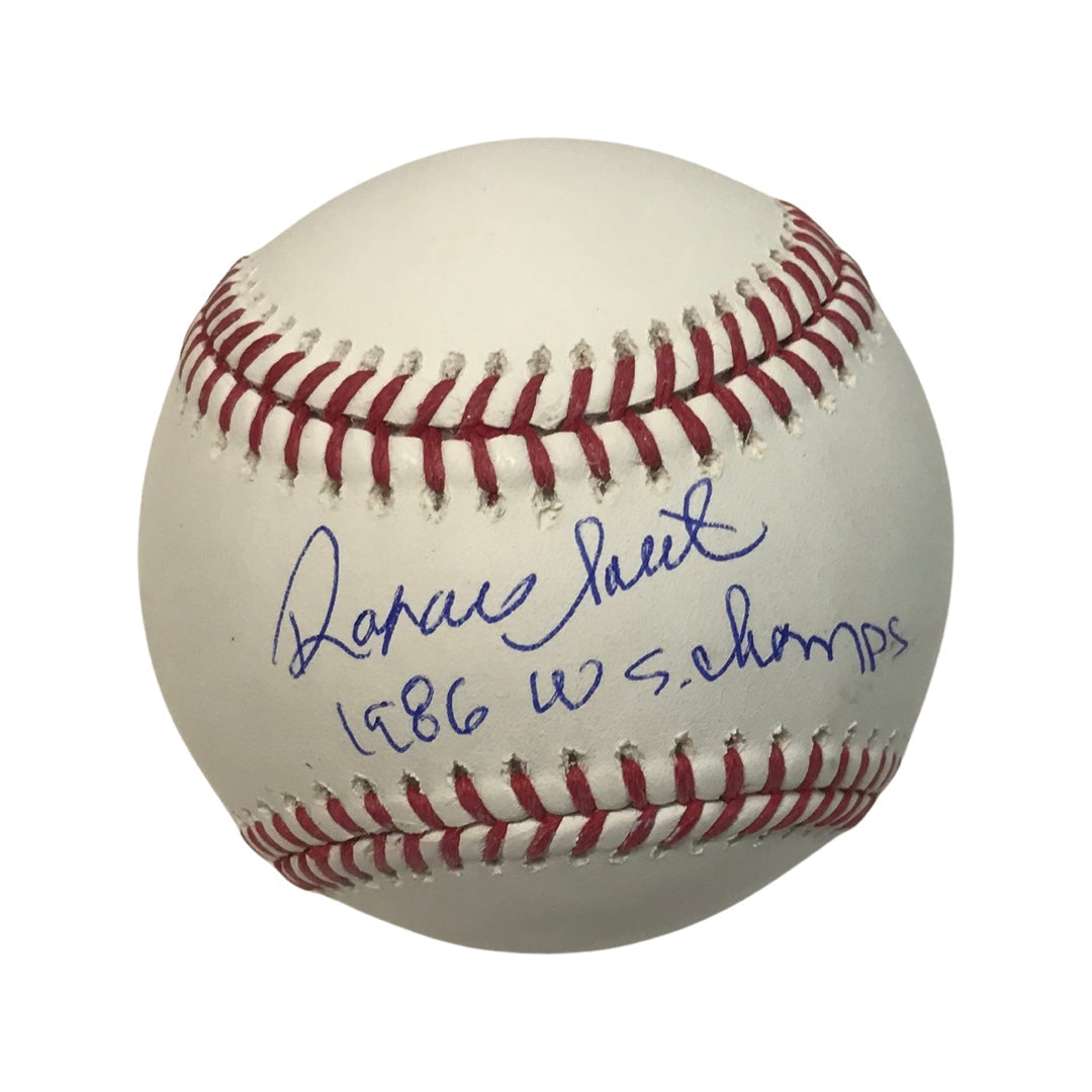 Rafael Santana Autographed New York Mets OMLB 1986 WS Champs Inscription Steiner CX