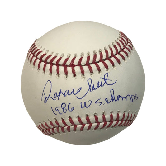 Rafael Santana Autographed New York Mets OMLB 1986 WS Champs Inscription Steiner CX