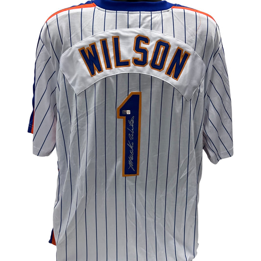 Mookie Wilson Autographed New York Mets Pinstripe Jersey Steiner CX