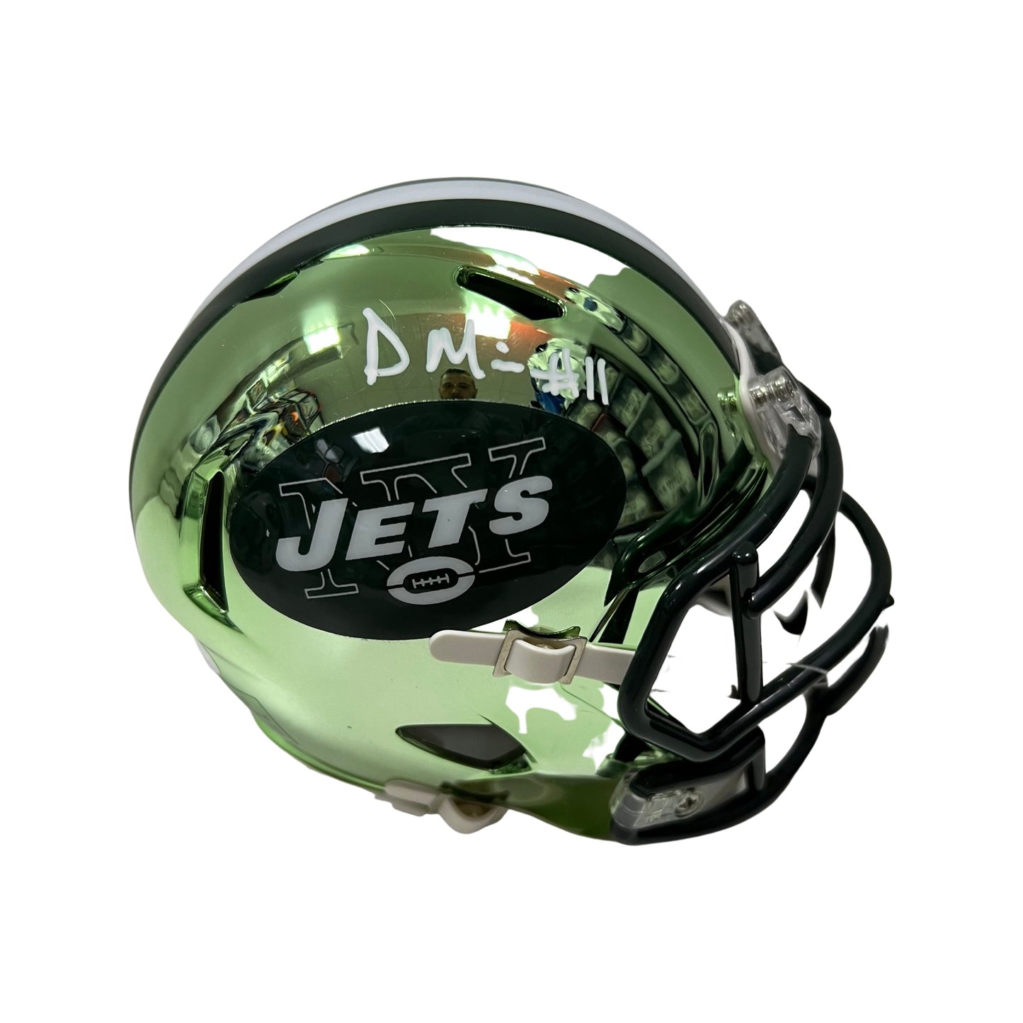 Denzel Mims Autographed New York Jets Chrome Mini Helmet JSA