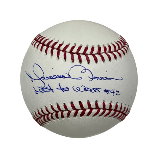 Mariano Rivera Autographed New York Yankees OMLB Last to Wear #42 Inscription Steiner CX