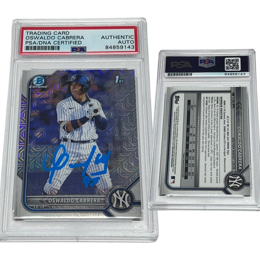 2022 Oswaldo Cabrera Bowman Chrome 1st Mojo Refractor #BCP-17 Autographed PSA Auto Authentic