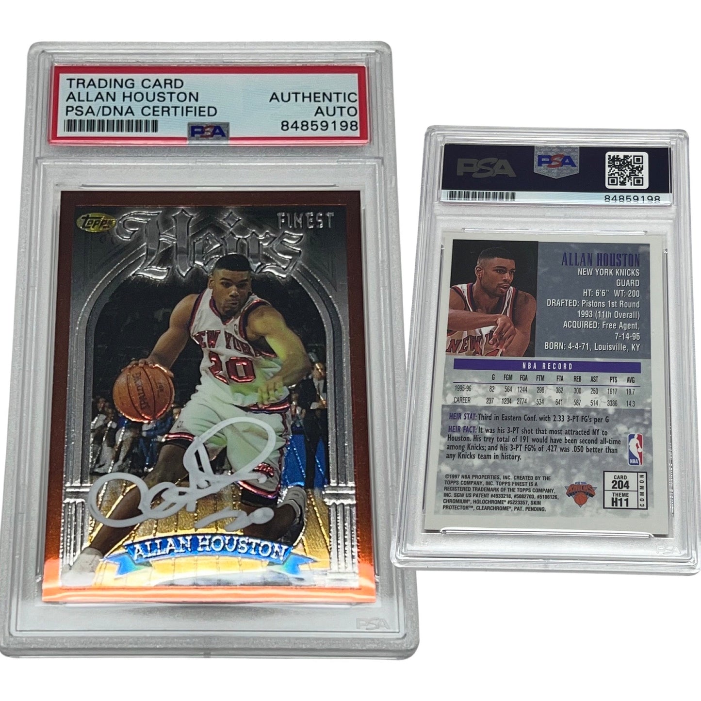 1996-97 Allan Houston Topps Finest Heirs #204 Autographed PSA Auto Authentic