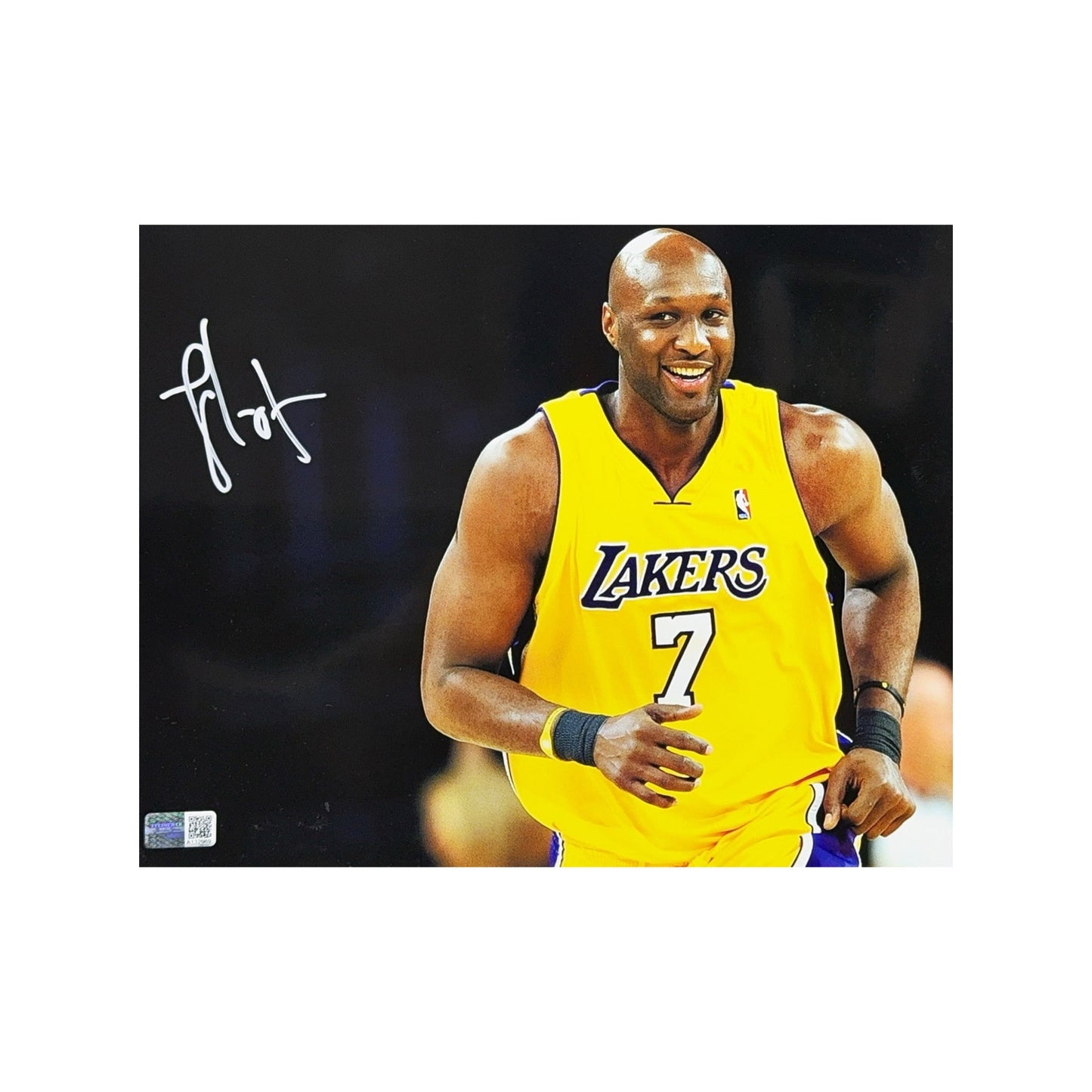 Lamar Odom Autographed Los Angeles Lakers Running 8x10 Steiner CX